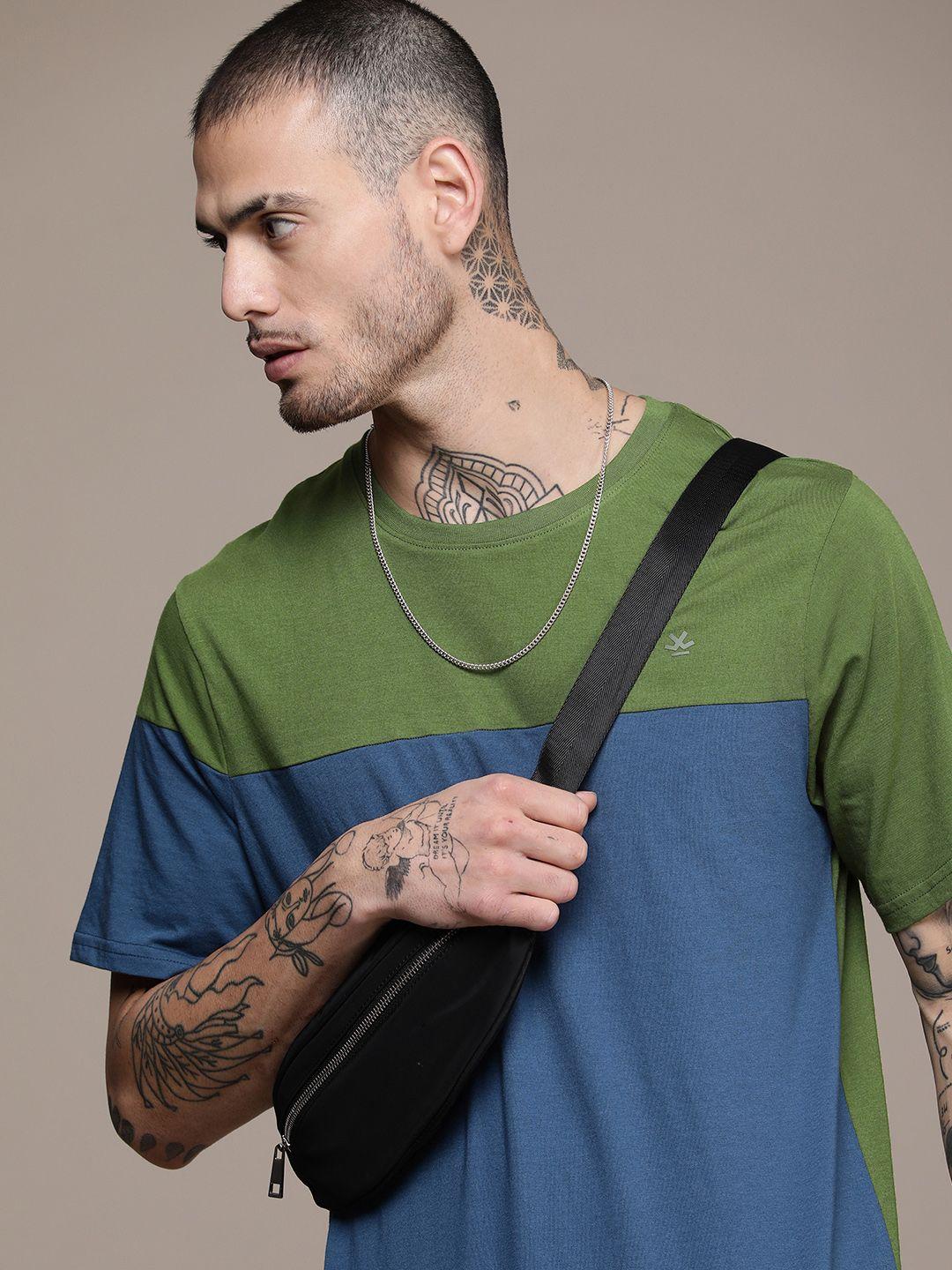 wrogn round neck colourblocked t-shirt