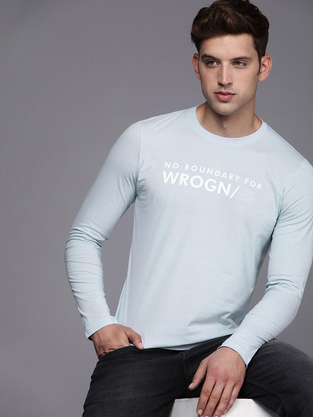 wrogn slim fit brand logo printed t-shirt