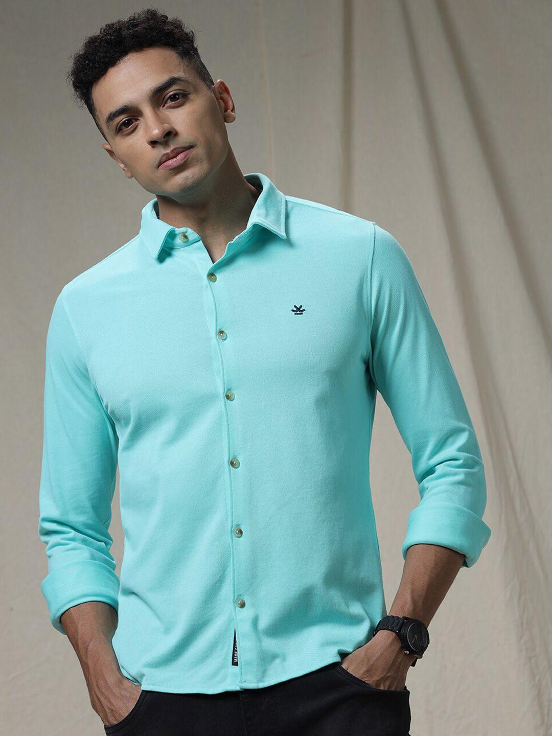 wrogn slim fit opaque acrylic casual shirt