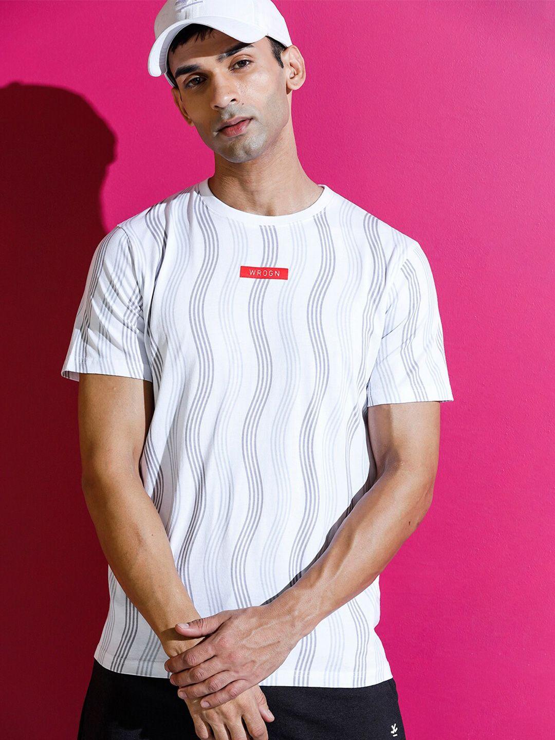 wrogn striped slim fit cotton t-shirt