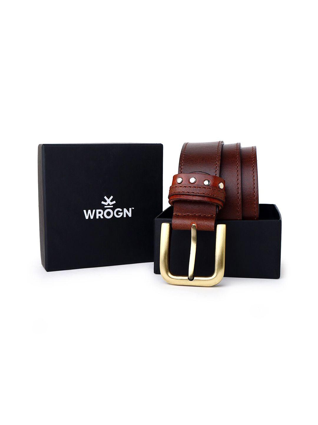 wrogn textured leather belt