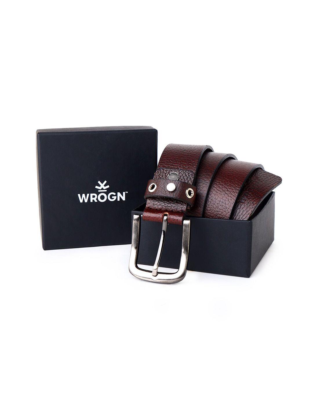 wrogn textured leather belt