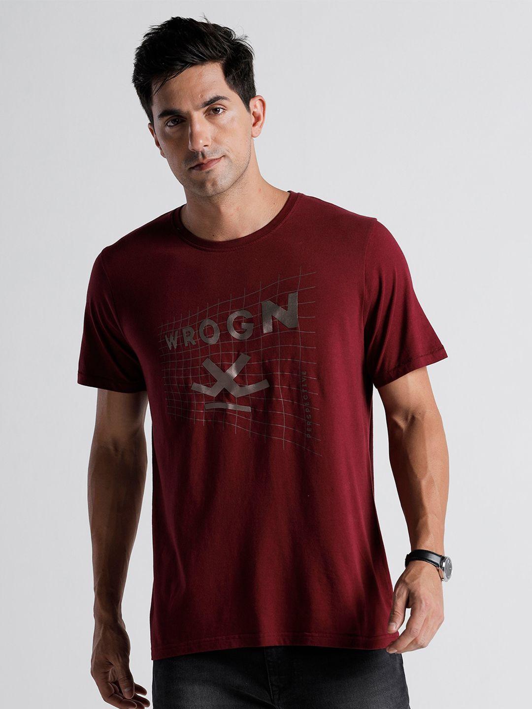 wrogn typography printed slim fit cotton t-shirt