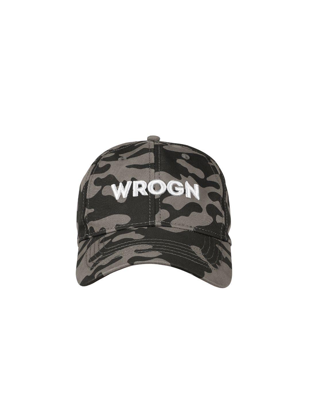 wrogn unisex black & grey printed baseball cap