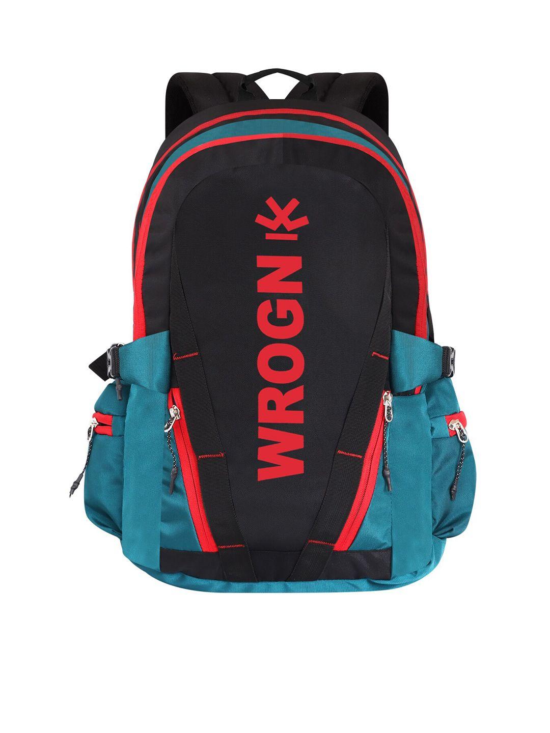 wrogn unisex black & red brand logo backpack