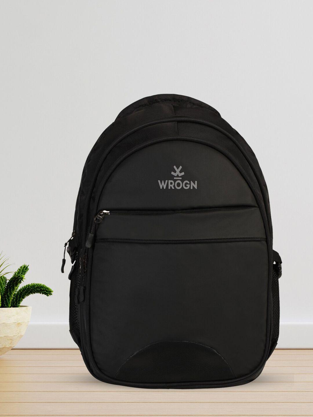 wrogn unisex black brand logo backpack