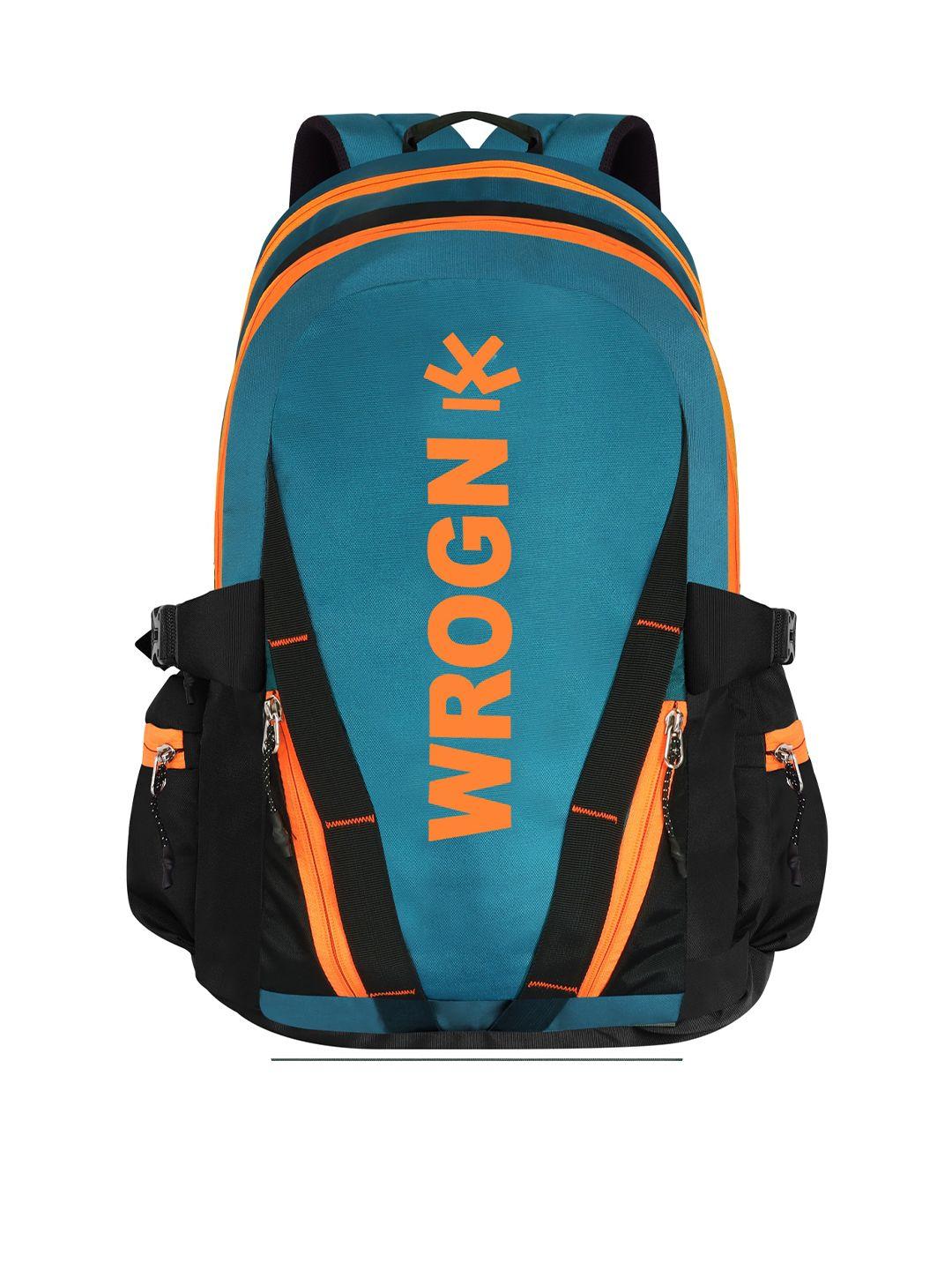 wrogn unisex blue & blue brand logo backpack