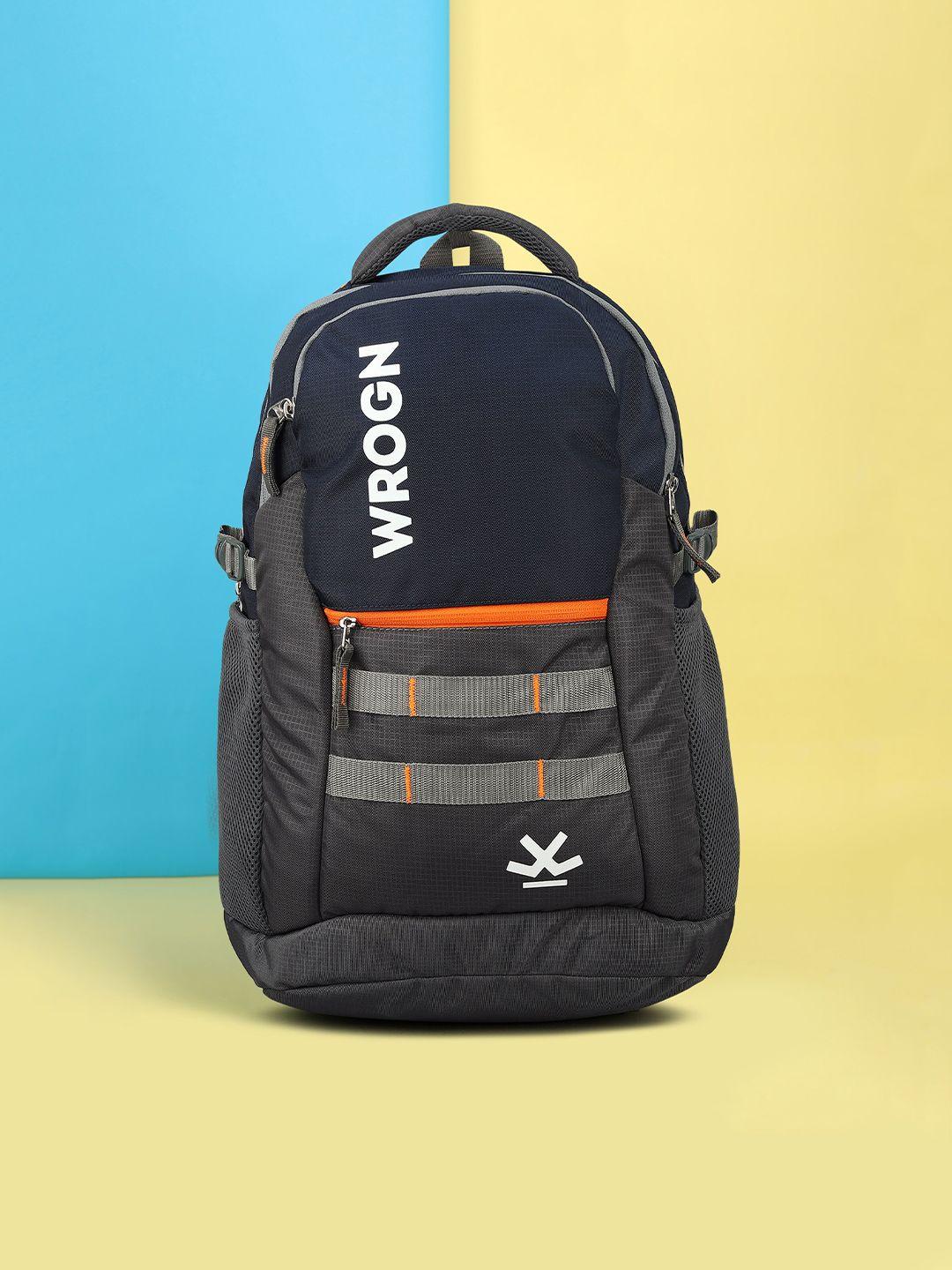 wrogn unisex brand logo contrast detail backpack with reflective strip