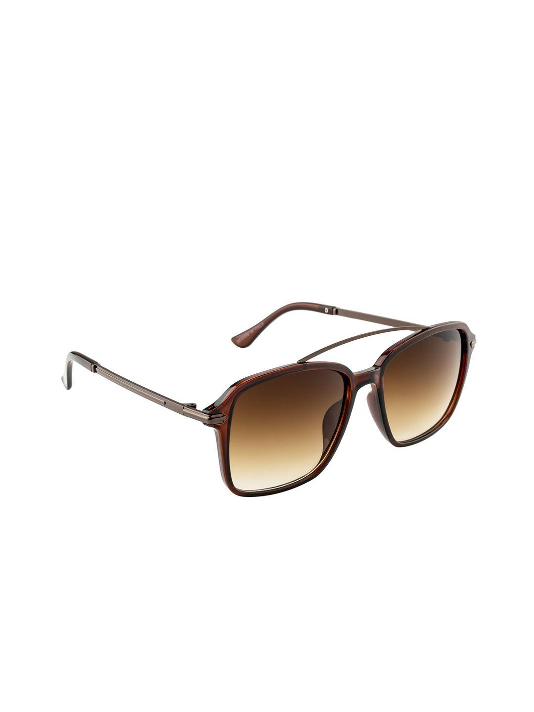 wrogn unisex brown lens & brown square sunglasses with uv protected lens