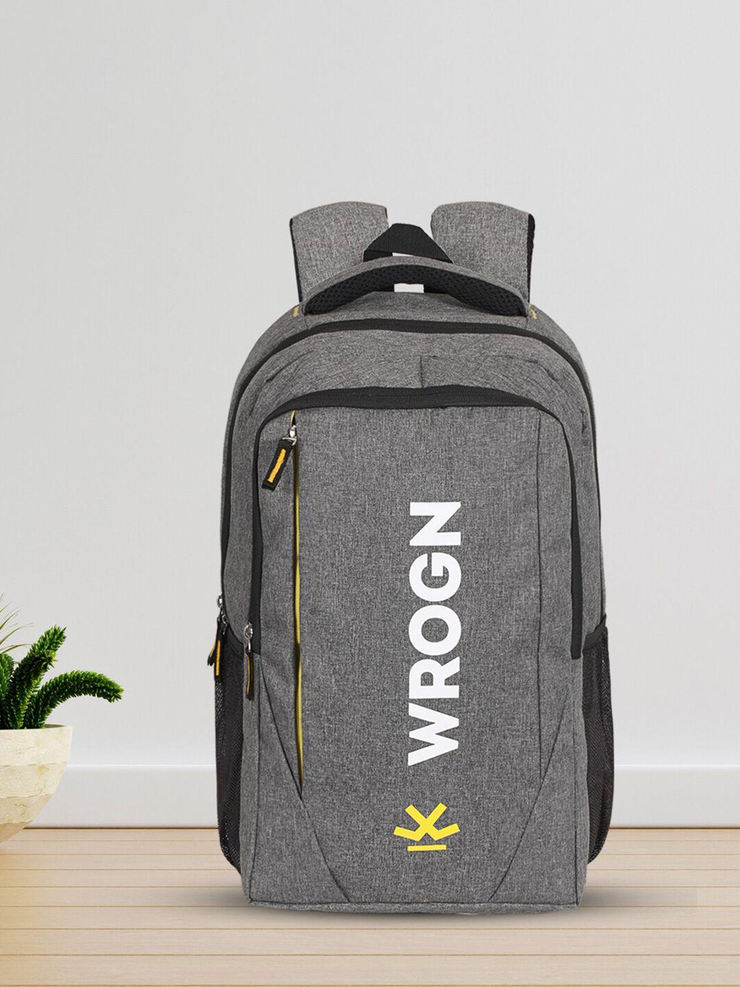 wrogn unisex grey & white brand logo backpack