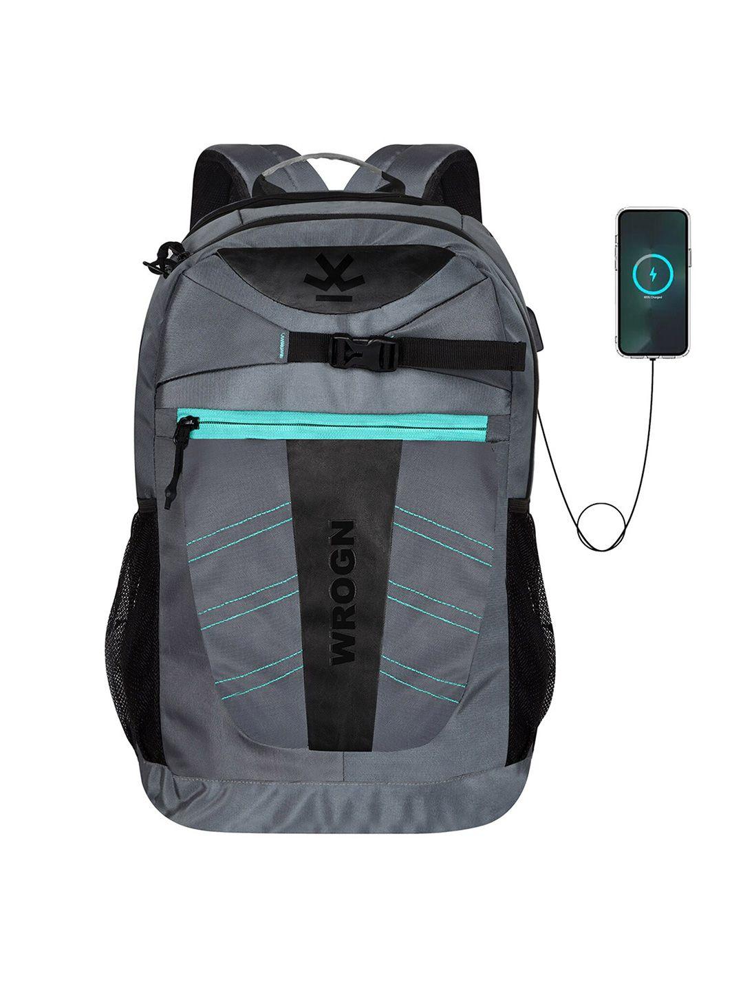 wrogn unisex grey backpack with reflective strip