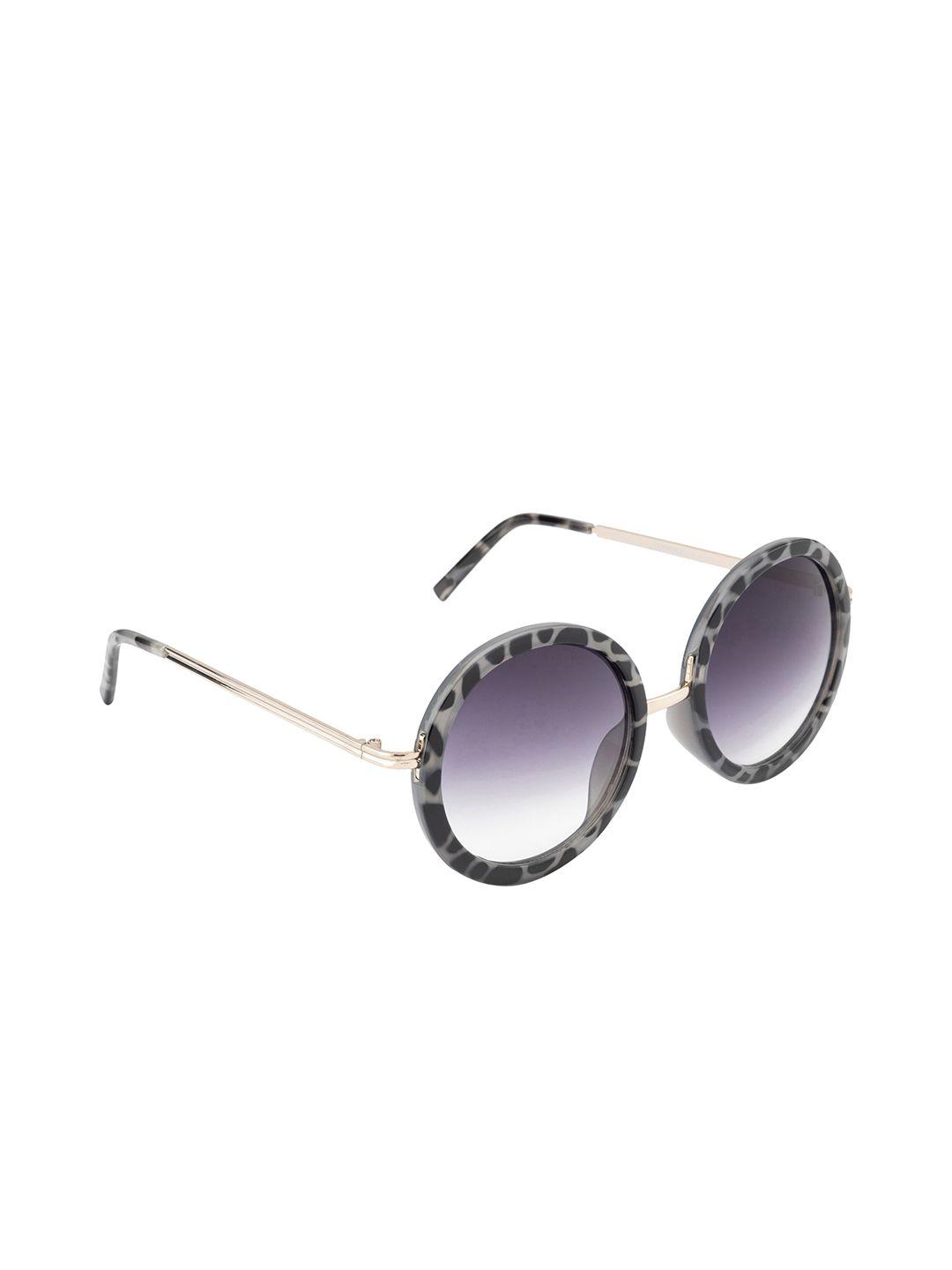 wrogn unisex grey lens & gunmetal-toned round sunglasses with uv protected lens