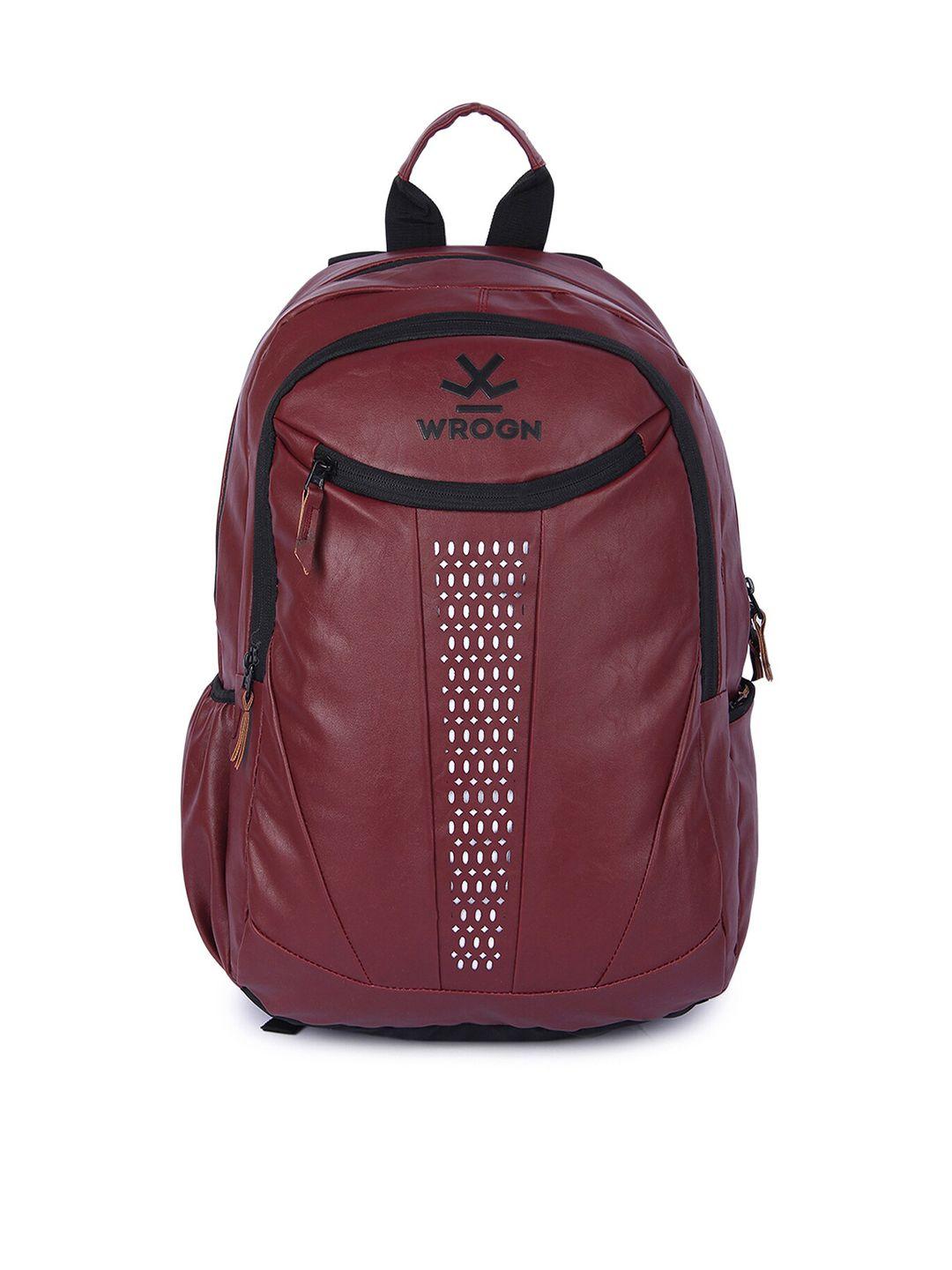 wrogn unisex maroon embellished backpack with reflective strip