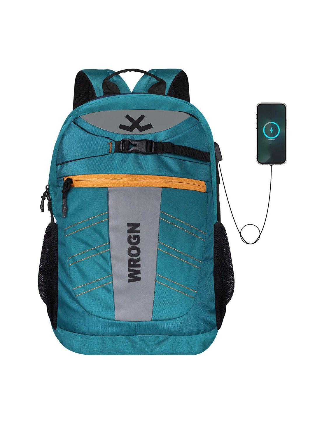 wrogn unisex teal embellished backpack with reflective strip