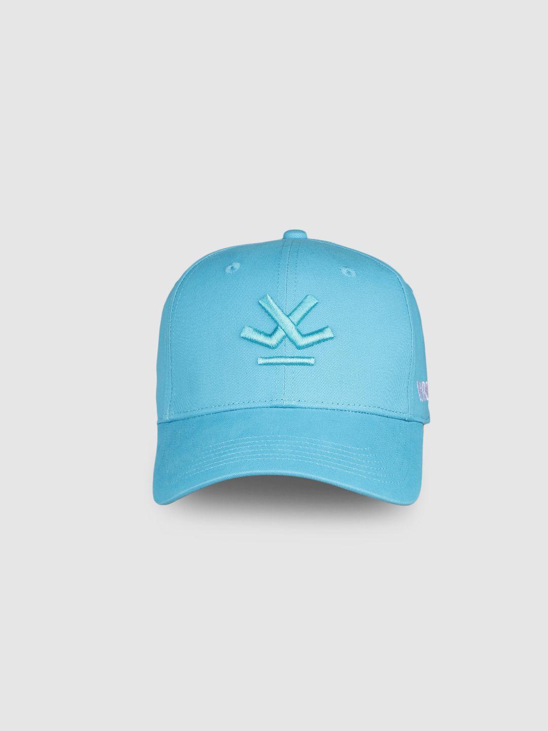 wrogn unisex turquoise blue embroidered pure cotton baseball cap