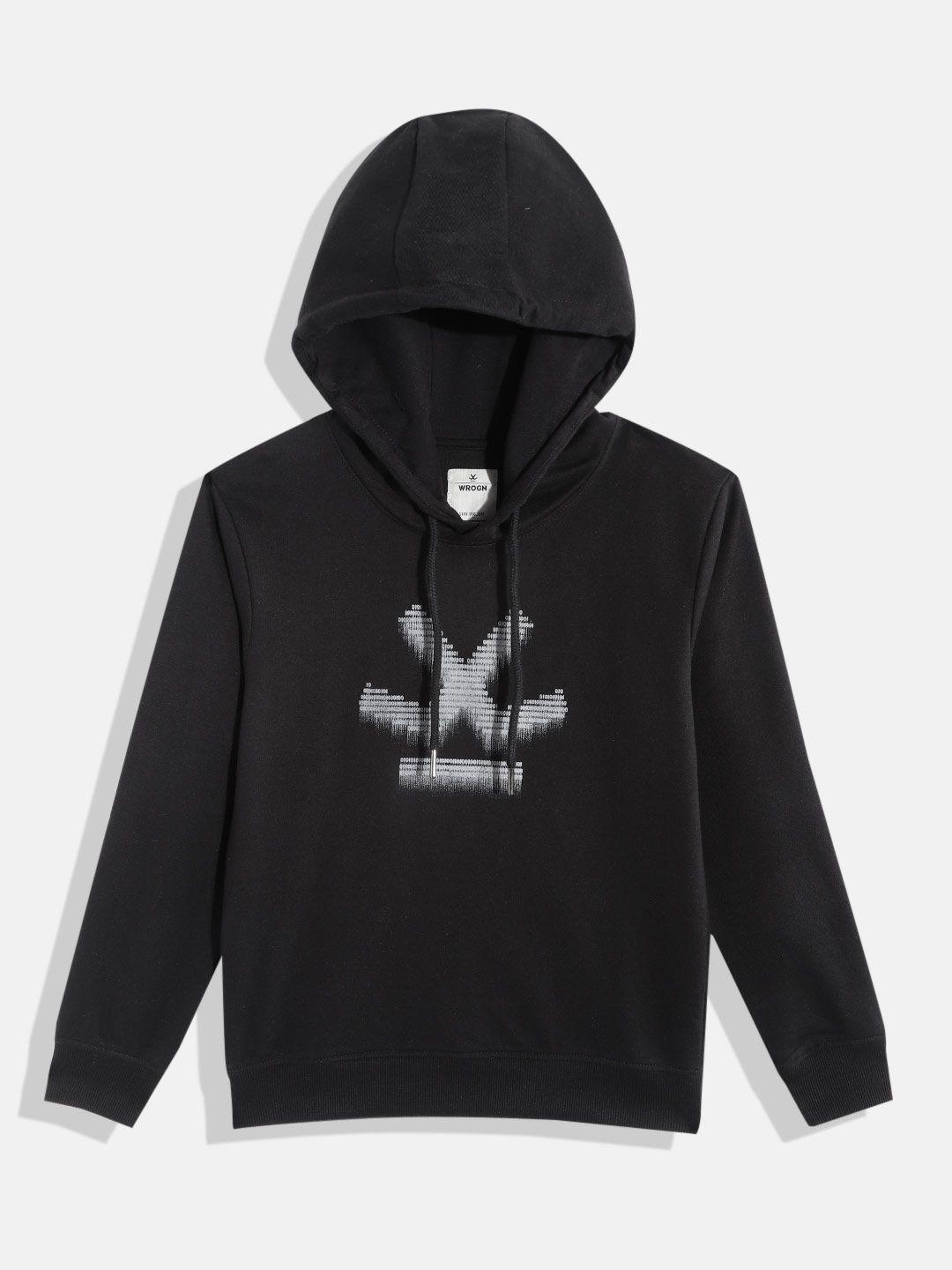 wrogn youth boys brand logo printed hooded sweatshirt