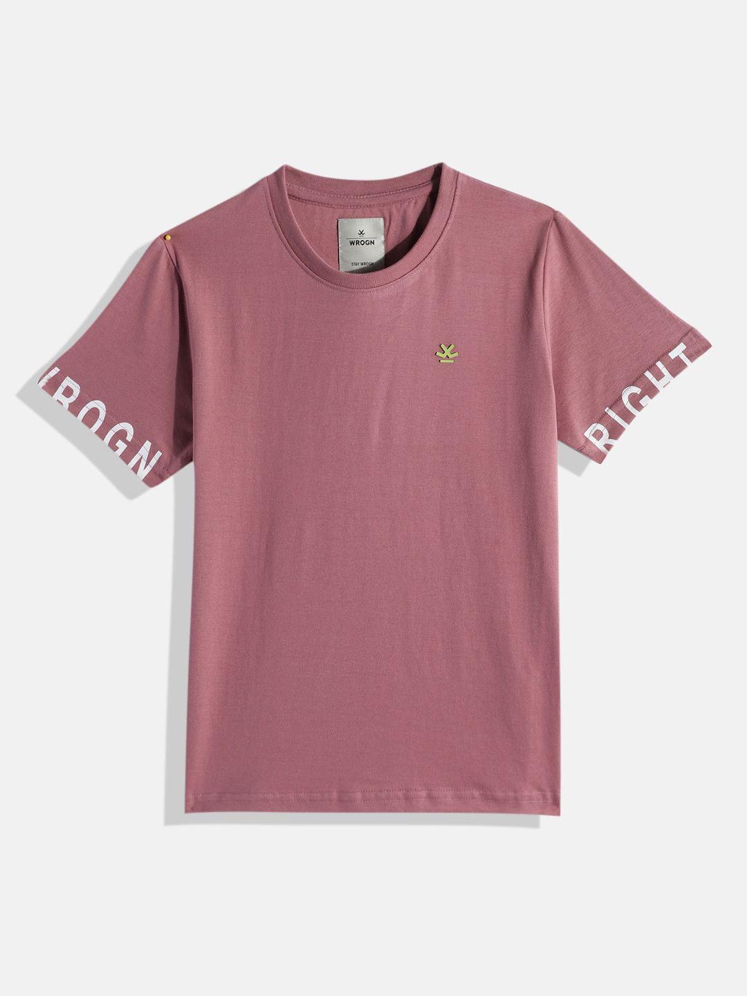 wrogn youth boys dusty pink solid t-shirt