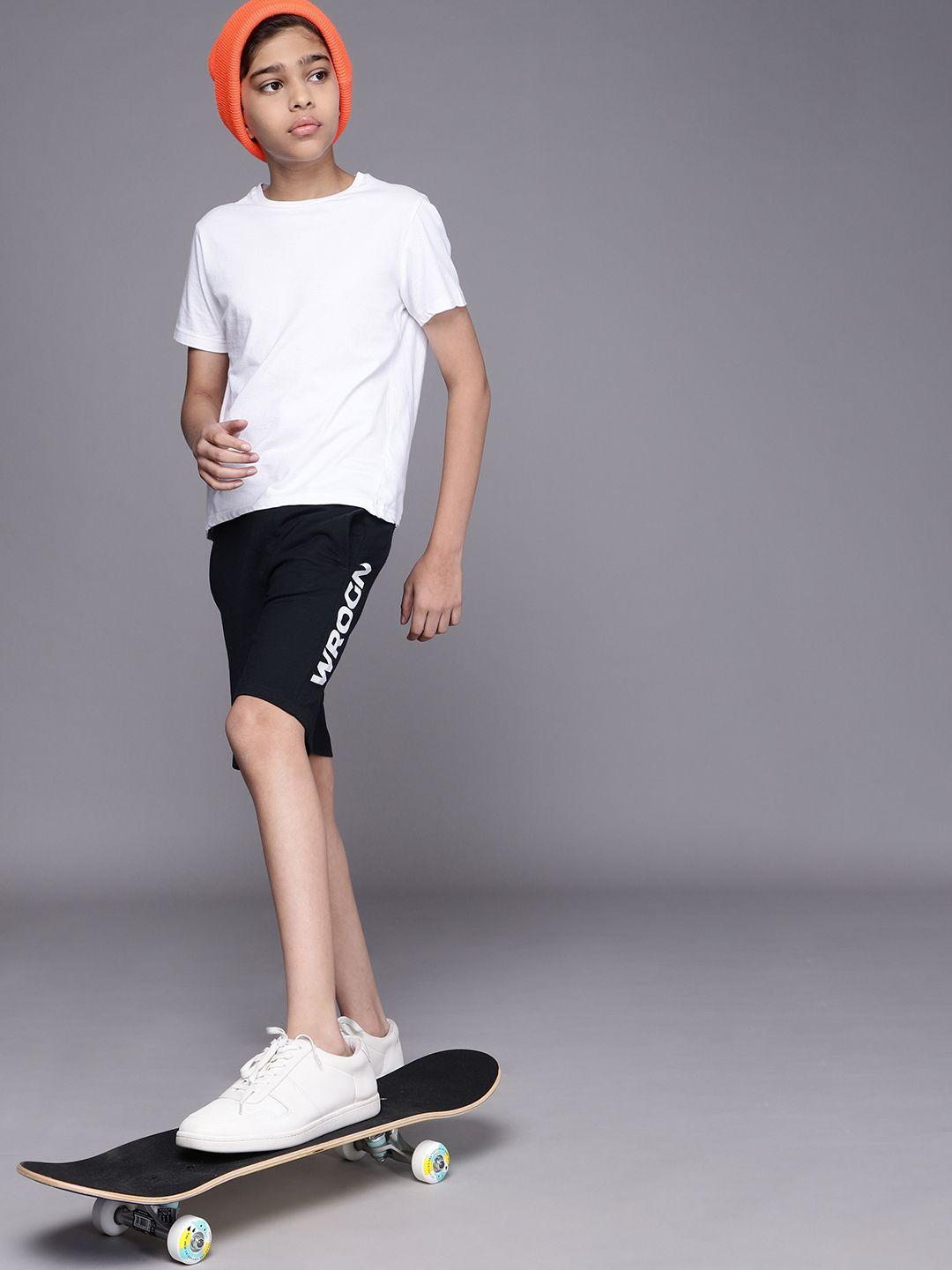 wrogn youth boys navy blue printed shorts