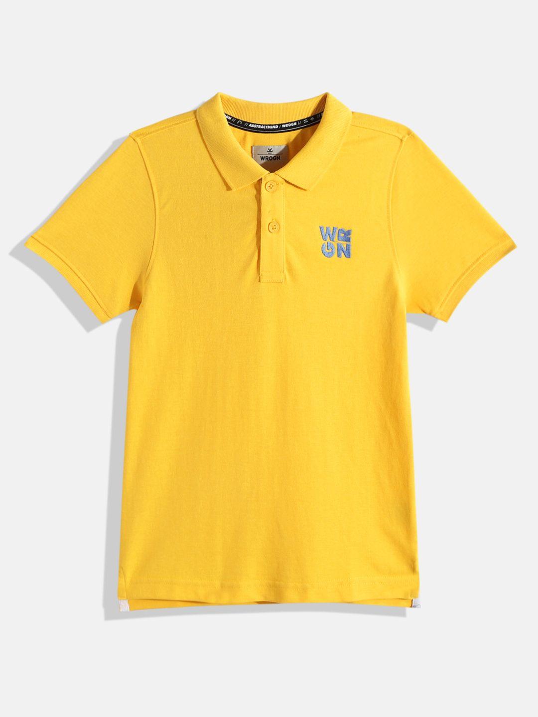 wrogn youth boys solid polo collar t-shirt