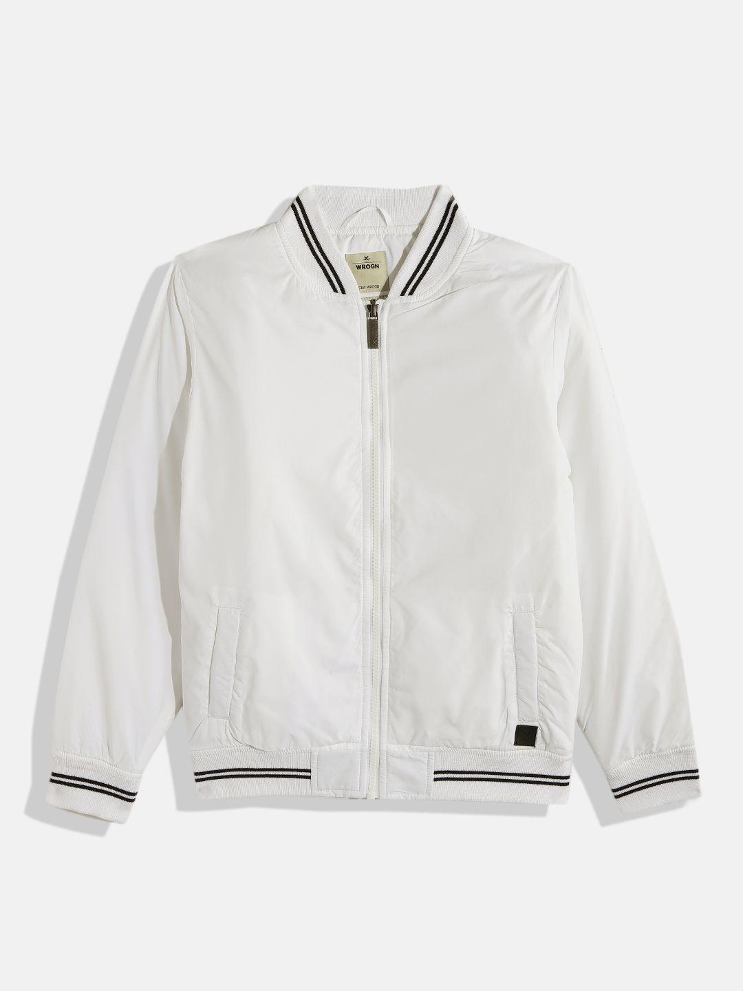 wrogn youth boys white solid bomber jacket