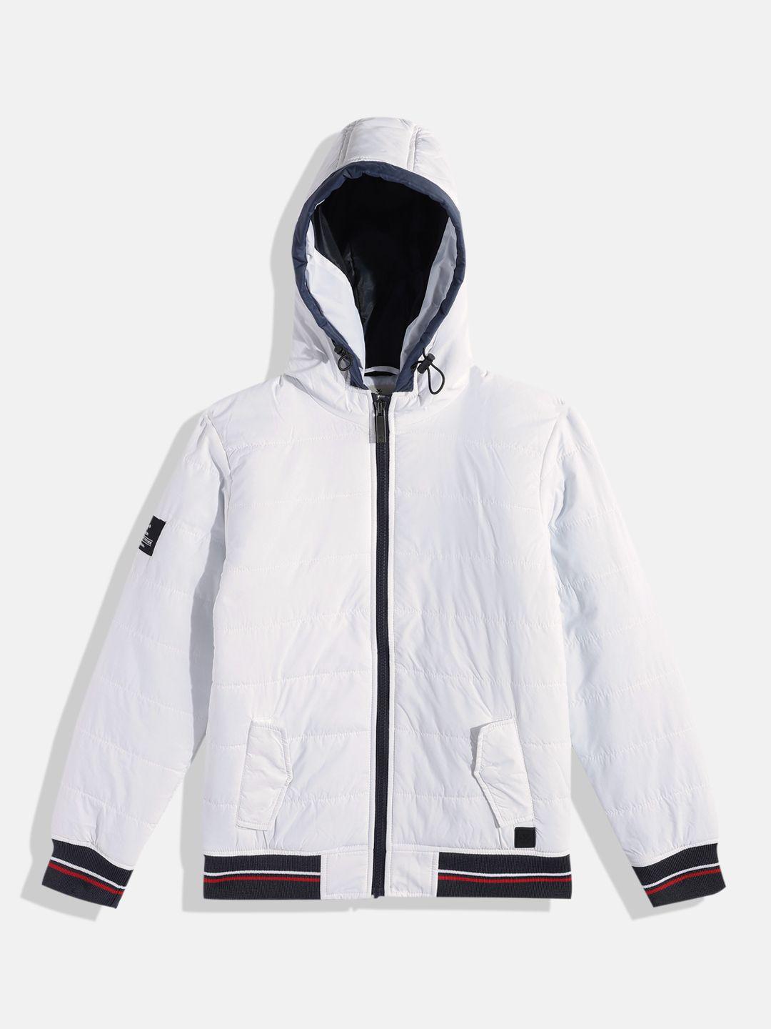 wrogn youth boys white solid puffer jacket