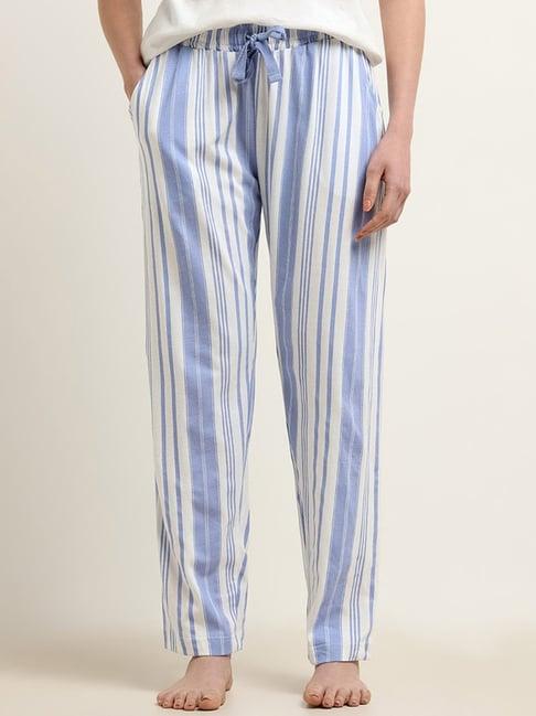 wunderlove by westside blue striped printed pyjamas