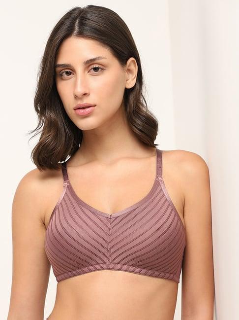 wunderlove by westside brown self-patterned bra