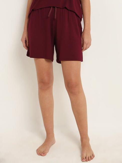 wunderlove by westside burgundy super-soft shorts