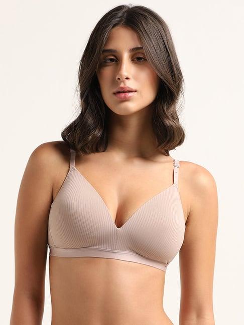 wunderlove by westside light beige striped bra