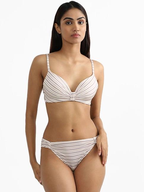 wunderlove by westside light brown striped bra