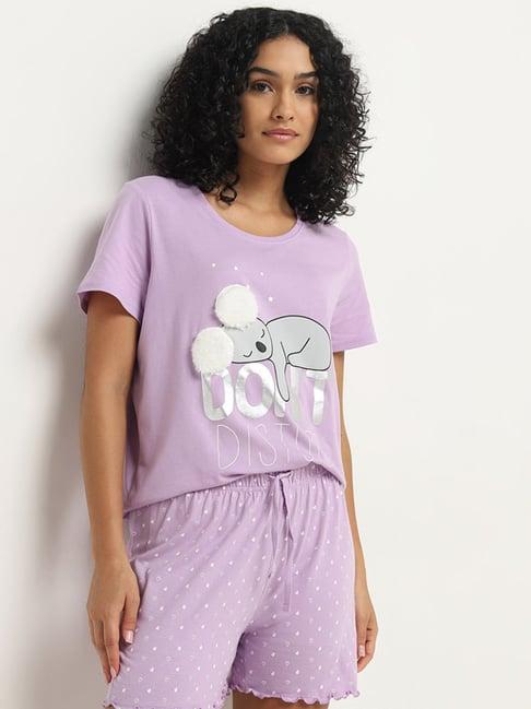 wunderlove by westside lilac koala bear shorts set in a bag