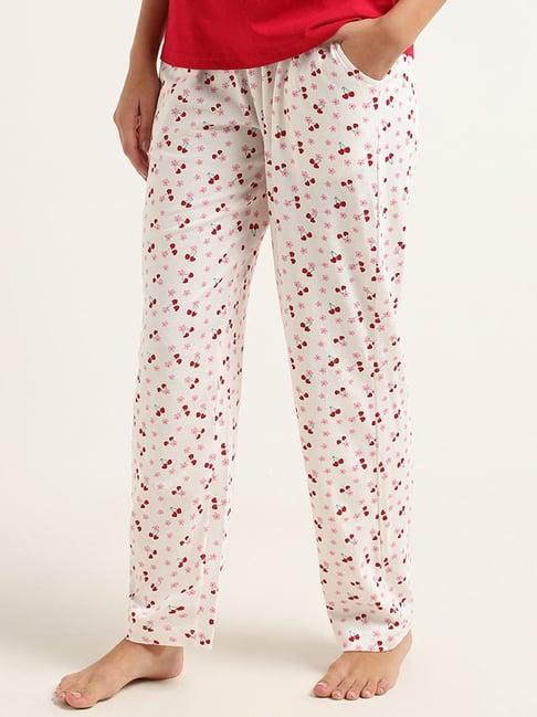 wunderlove by westside off-white cherry printed pyjamas