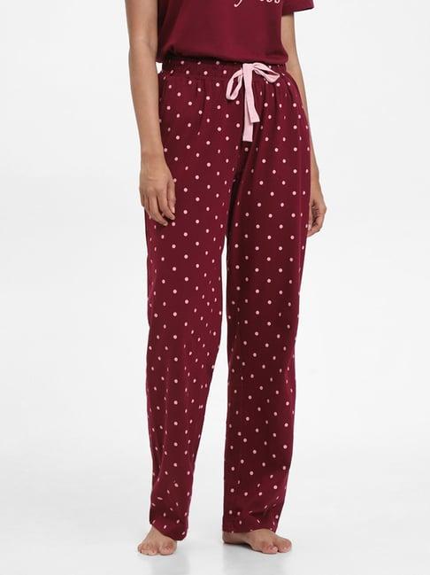 wunderlove by westside printed burgundy pyjamas