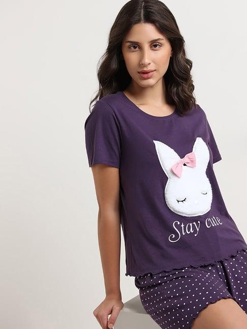 wunderlove by westside purple bunny shorts set in a bag