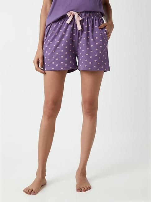 wunderlove by westside purple floral print shorts