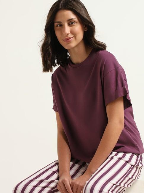 wunderlove by westside purple relaxed-fit t-shirt