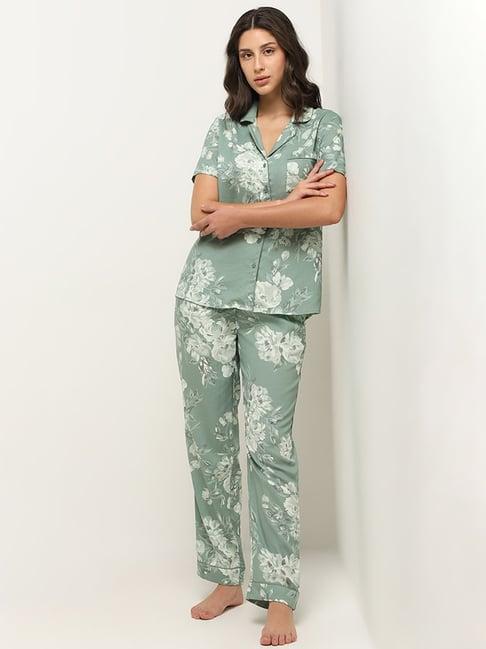 wunderlove by westside sage printed shirt and pyjama set