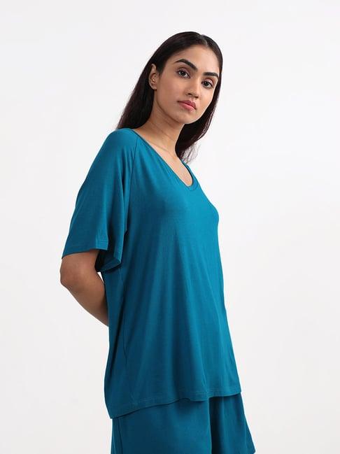 wunderlove by westside solid aqua green t-shirt