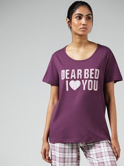 wunderlove by westside violet typographic printed pyjamas set in a bag