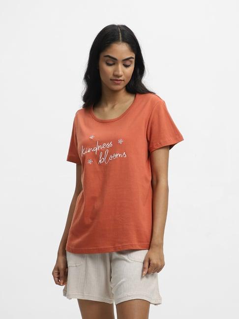 wunderlove sleepwear by westside burnt orange t-shirt