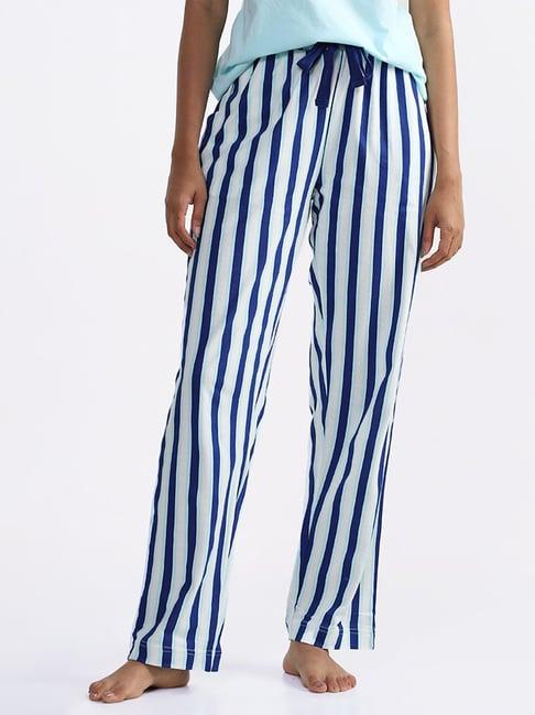 wunderlove sleepwear by westside off white with blue striped pyjamas