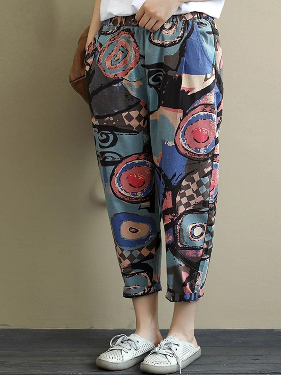 wuxi ethnic motifs printed relaxed easy wash trousers