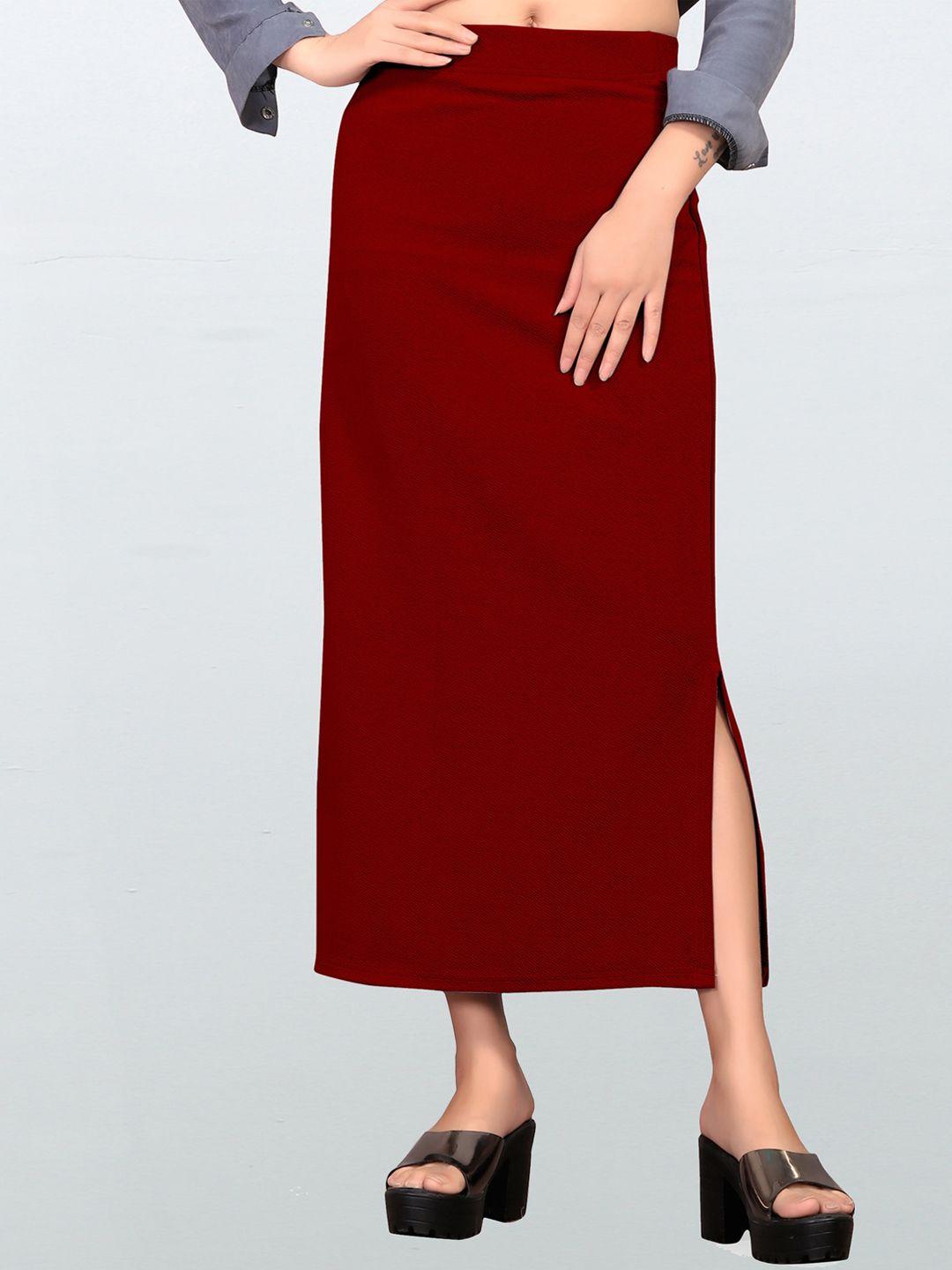 wuxi women maroon solid saree shapewear