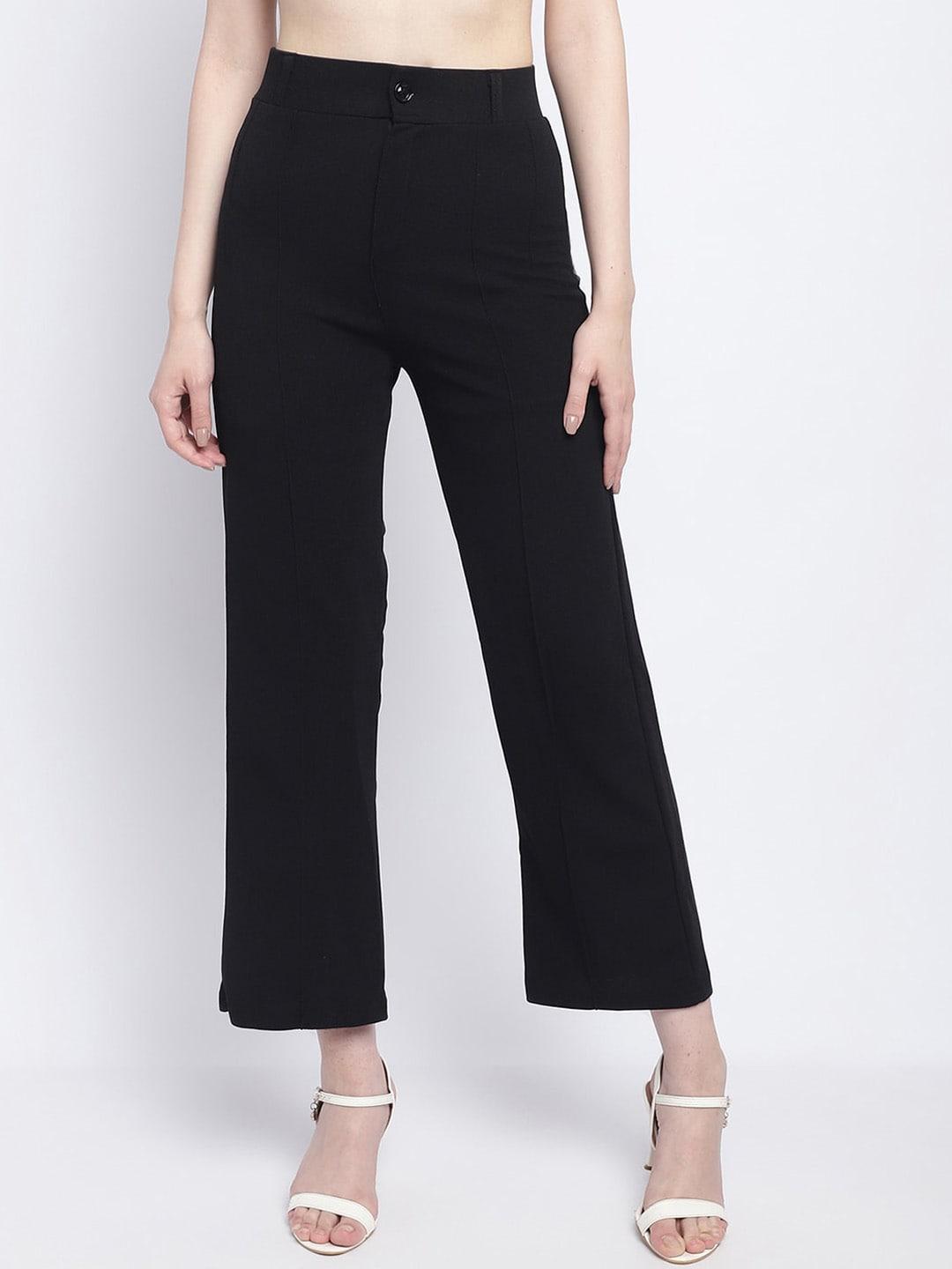 wuxi women relaxed straight leg straight fit mid-rise trousers