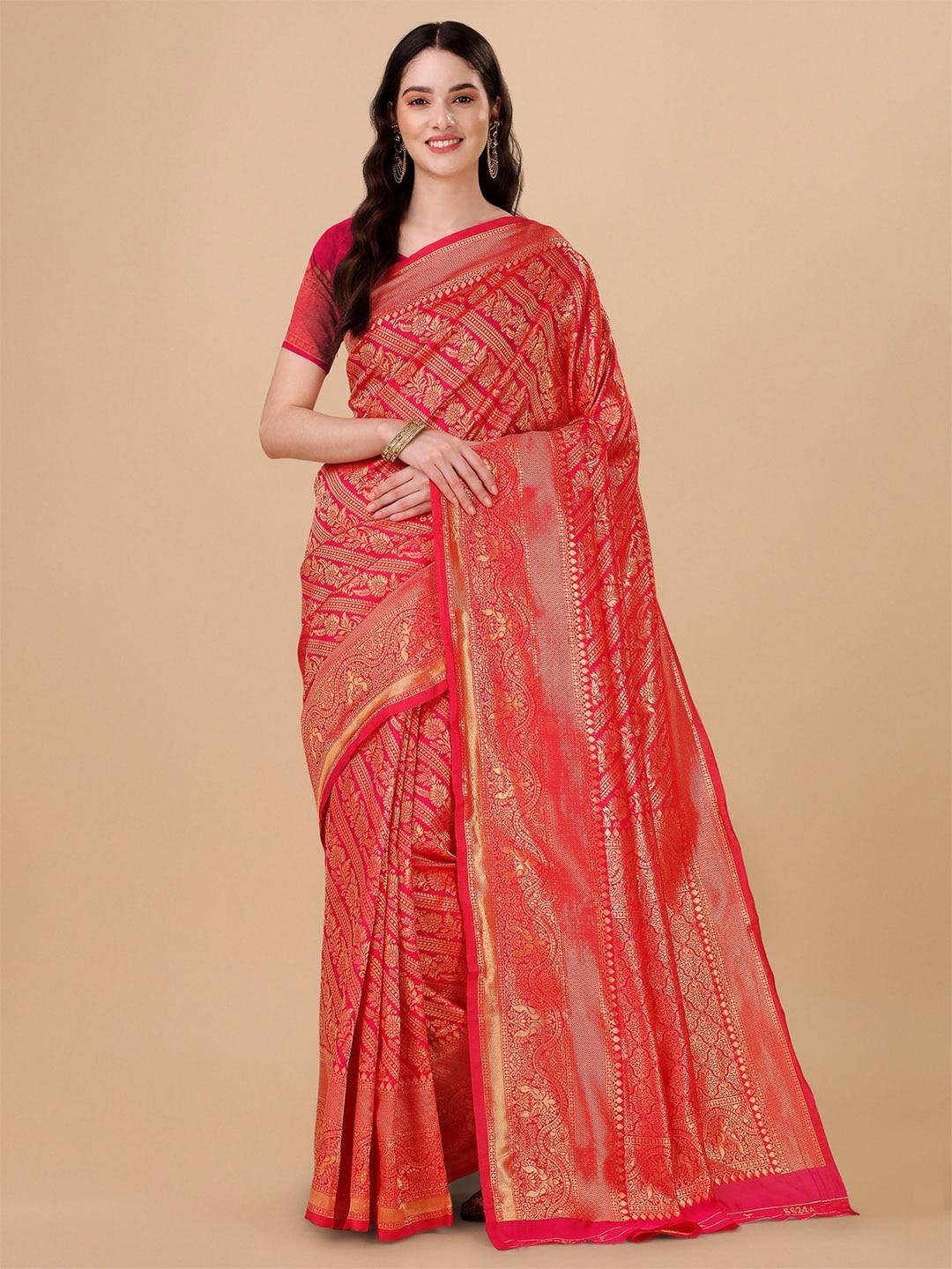 wuxi floral woven design zari pure silk leheriya saree