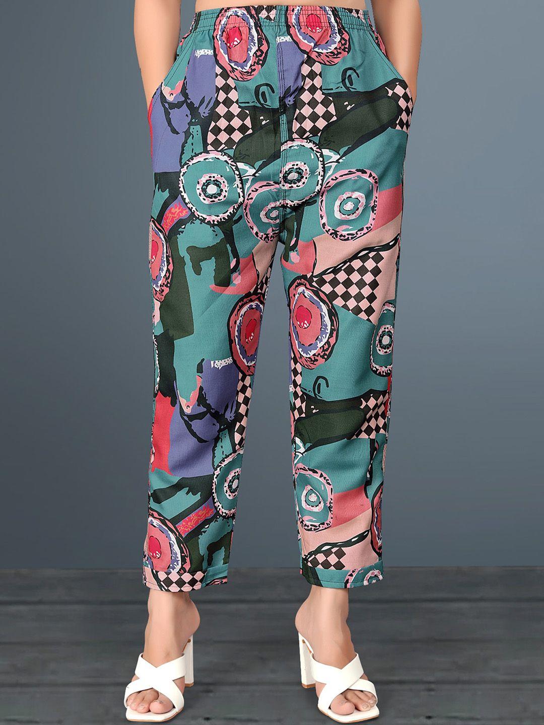 wuxi women abstract printed relaxed easy wash cotton trousers