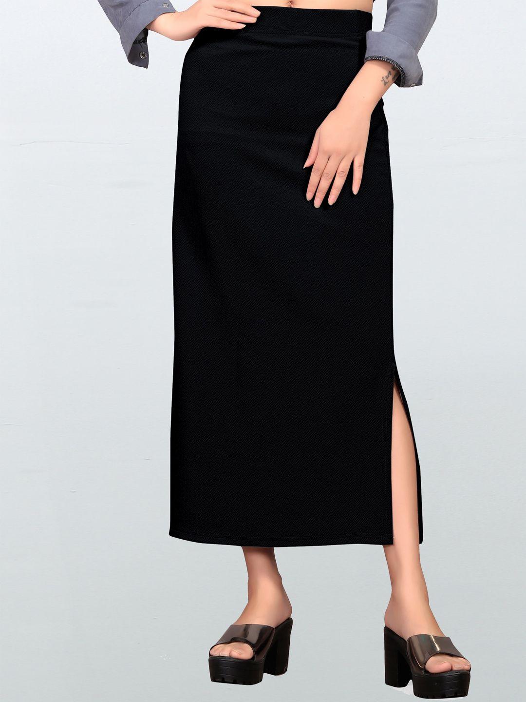 wuxi women black solid saree shapewear