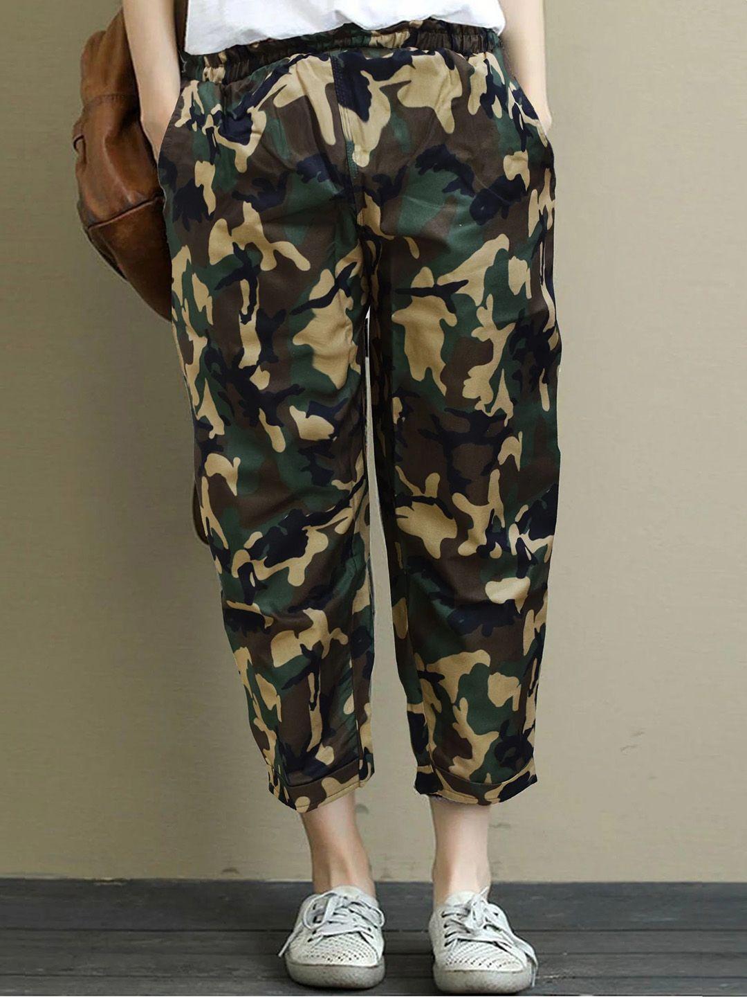 wuxi women camouflage printed relaxed easy wash trousers