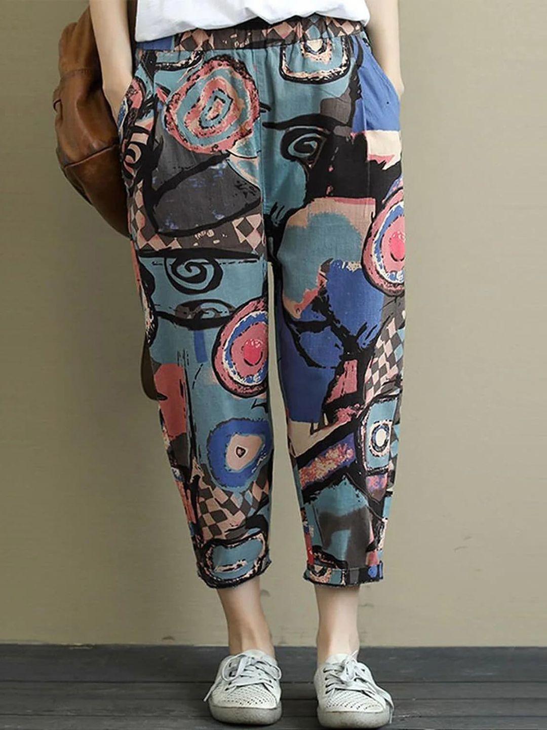 wuxi women ethnic motifs printed relaxed easy wash trousers