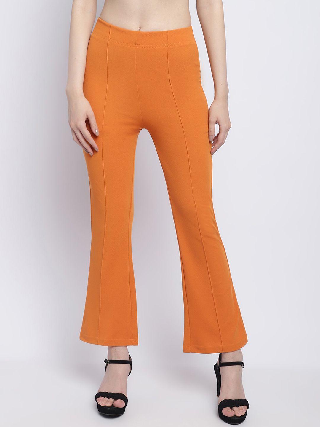 wuxi women relaxed straight leg straight fit mid-rise bootcut trousers